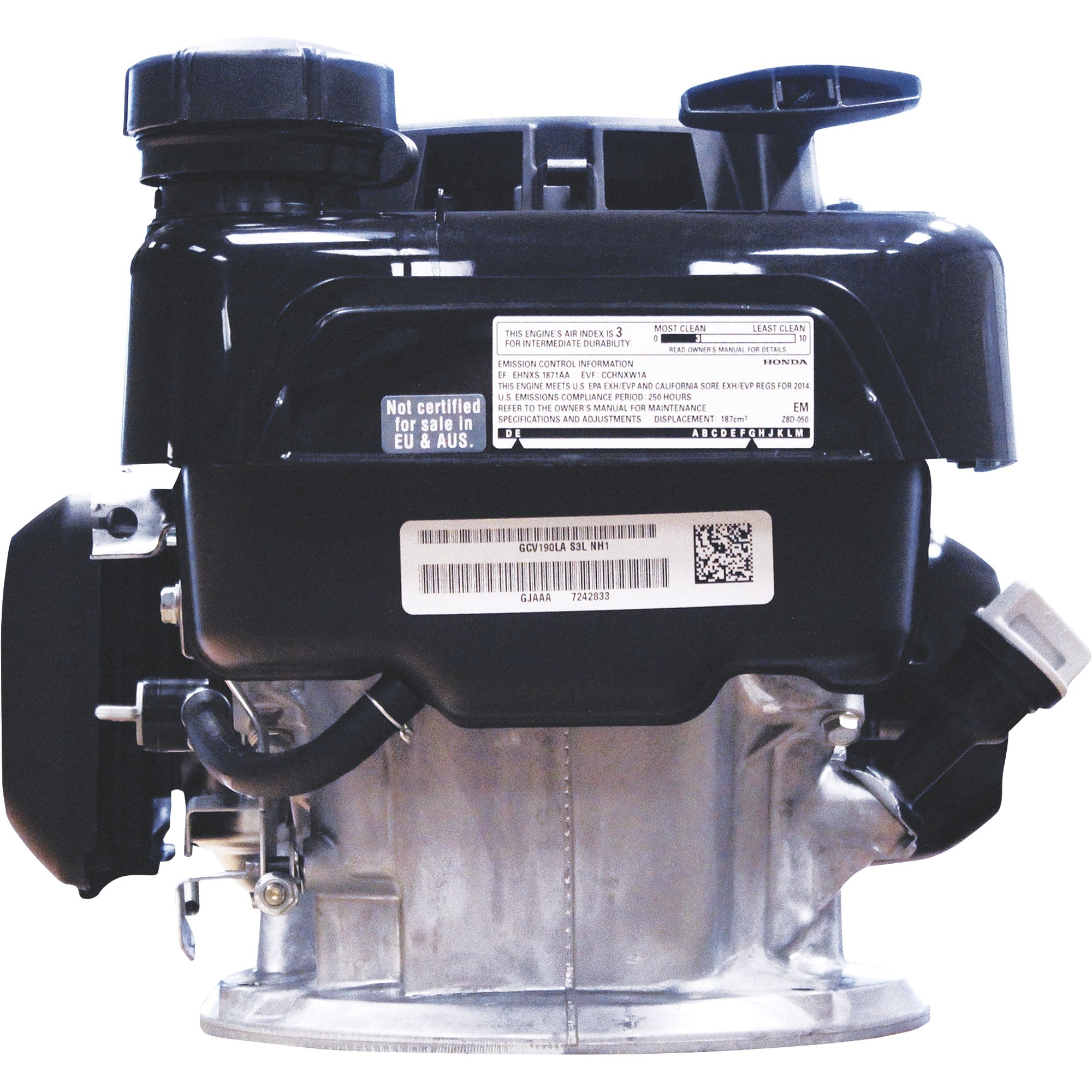 Honda Vertical OHC Engine — 187cc, GCV Series, 25mm x 3 5/32in. Shaft, Model# GCV190LAS3L-BLK
